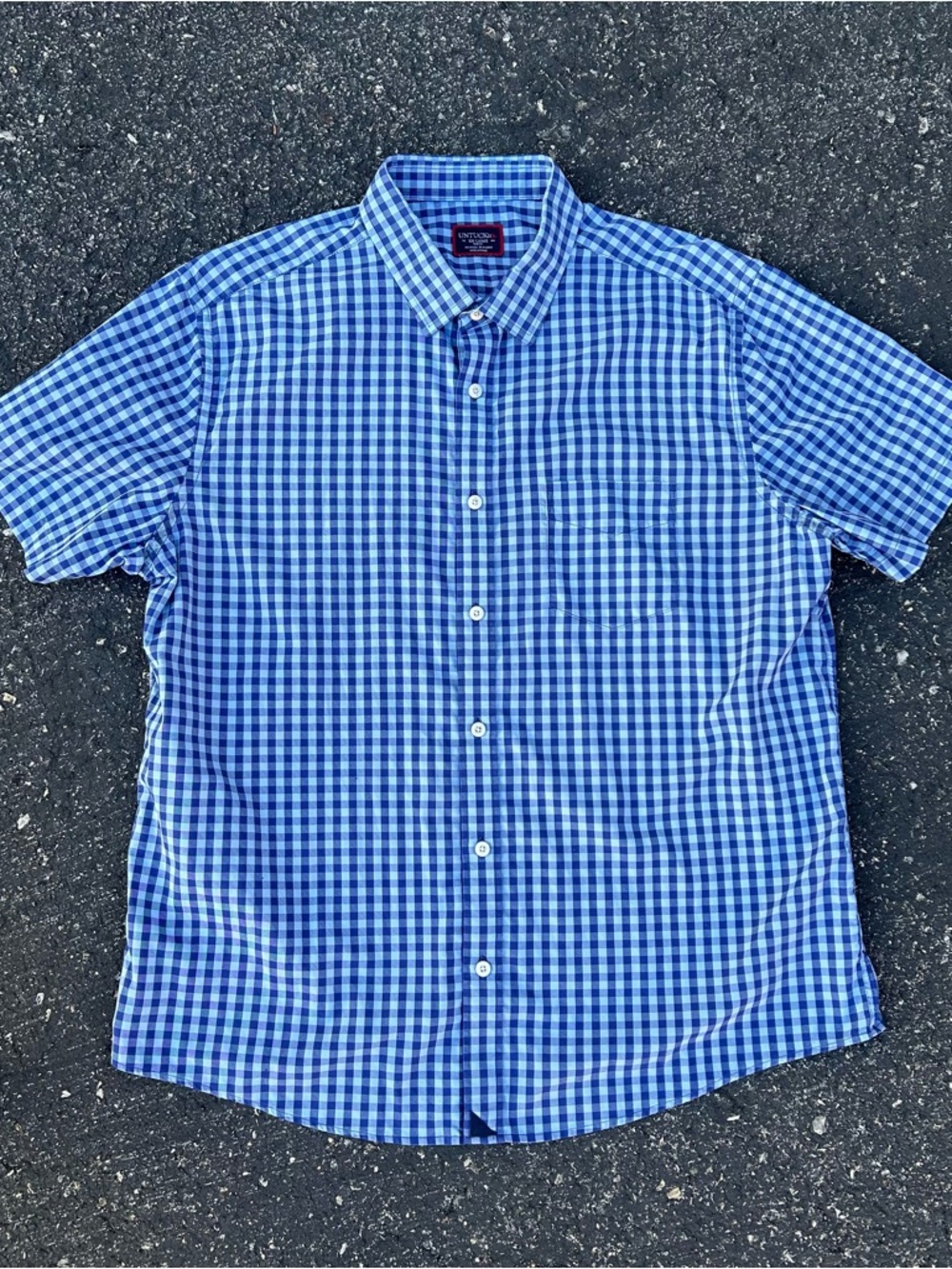 UNTUCKit Campbell Blue Gingham Plaid Short Sleeve Shirt XXL Casual Preppy